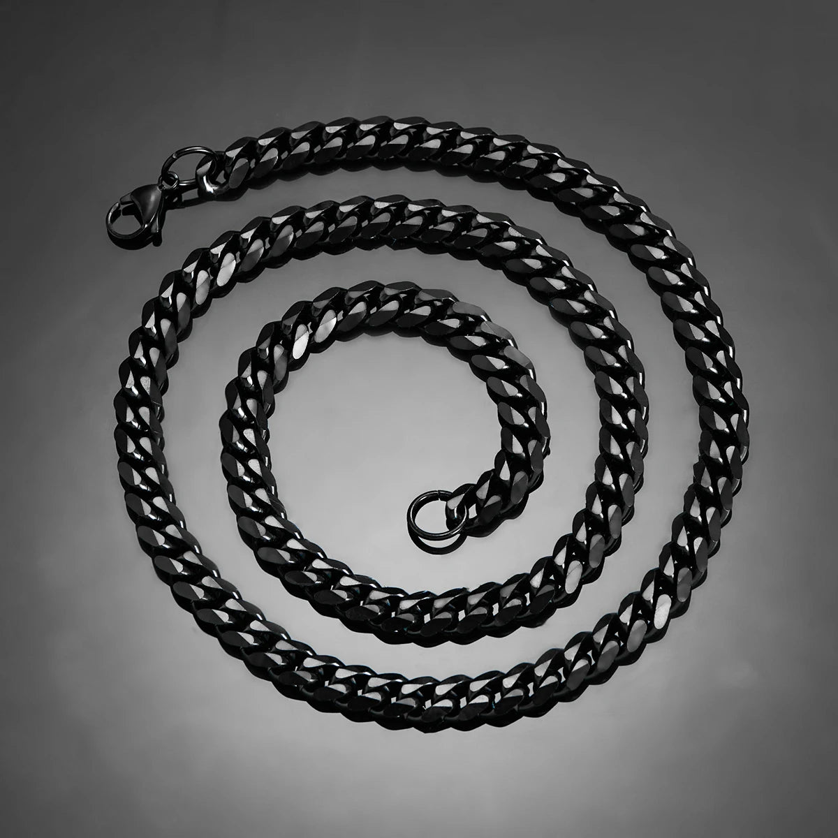 Black Color Stainless Steel Cuban Link Chains for Men